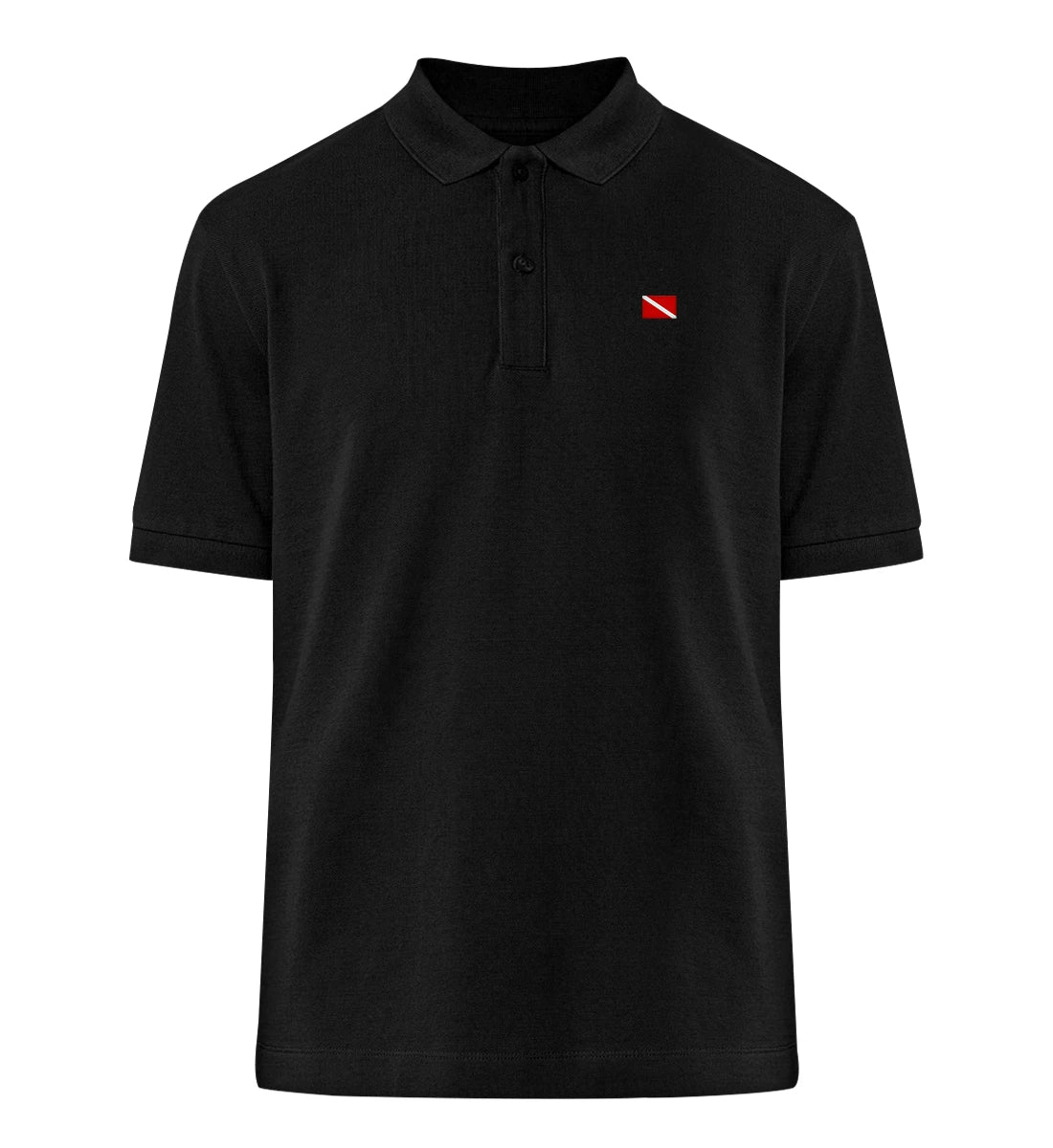 Taucherflagge gestickt - 100 % Bio Polo-Shirt mit Stick
