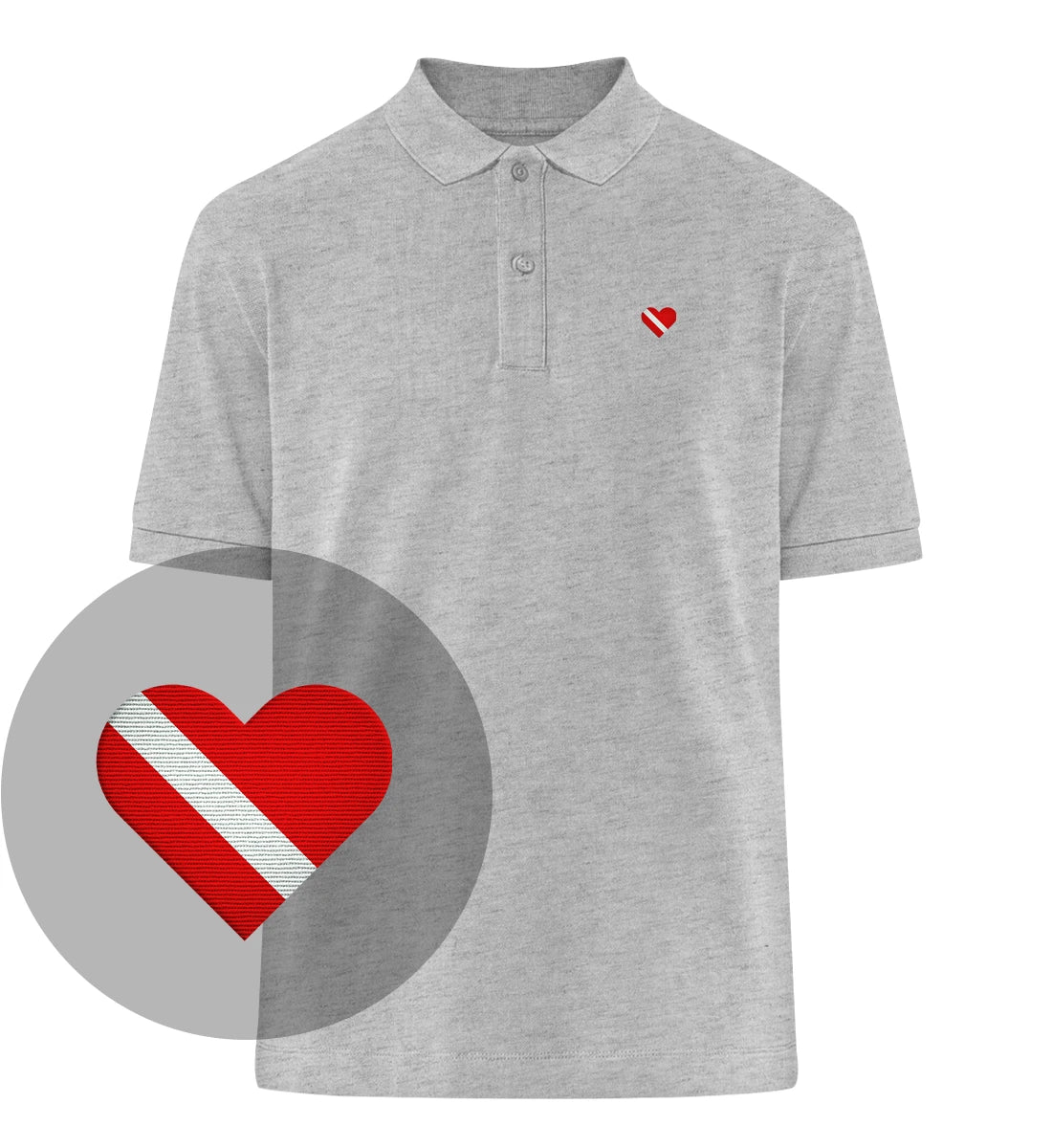 Taucherherz gestickt - 100 % Bio Polo-Shirt mit Stick