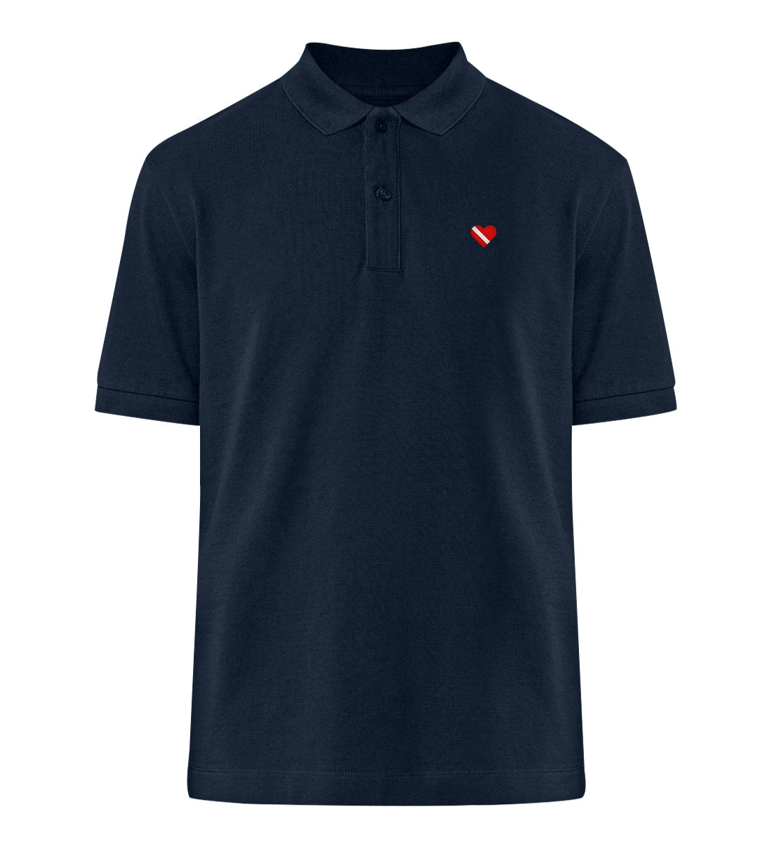 Taucherherz gestickt - 100 % Bio Polo-Shirt mit Stick