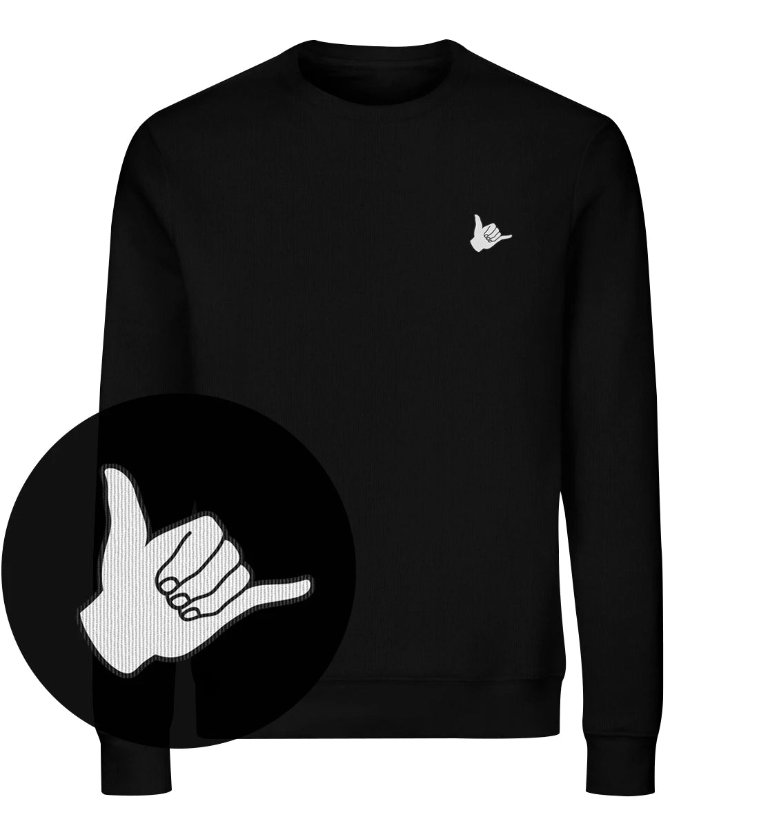 Shaka gestickt - Bio Sweater mit Stick
