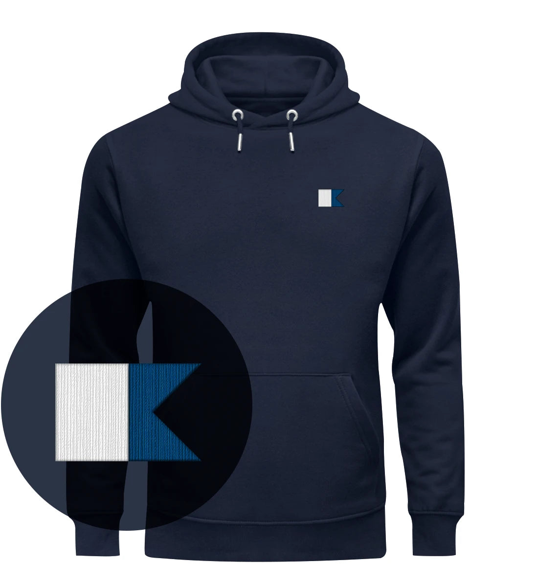 Alphaflagge gestickt - Bio Hoodie mit Stick