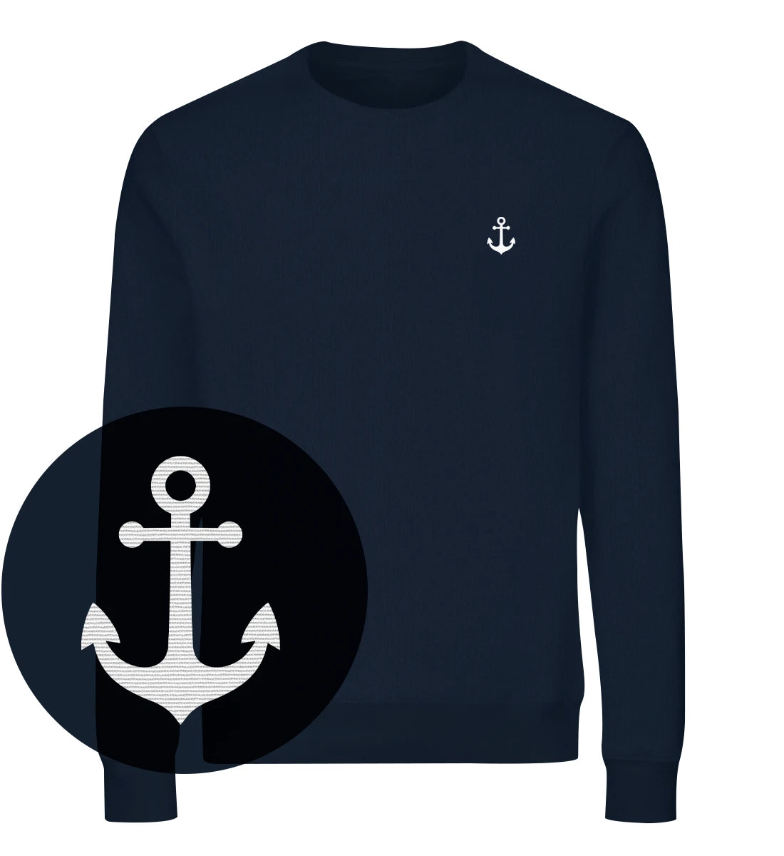 Anker gestickt - Bio Sweater mit Stick