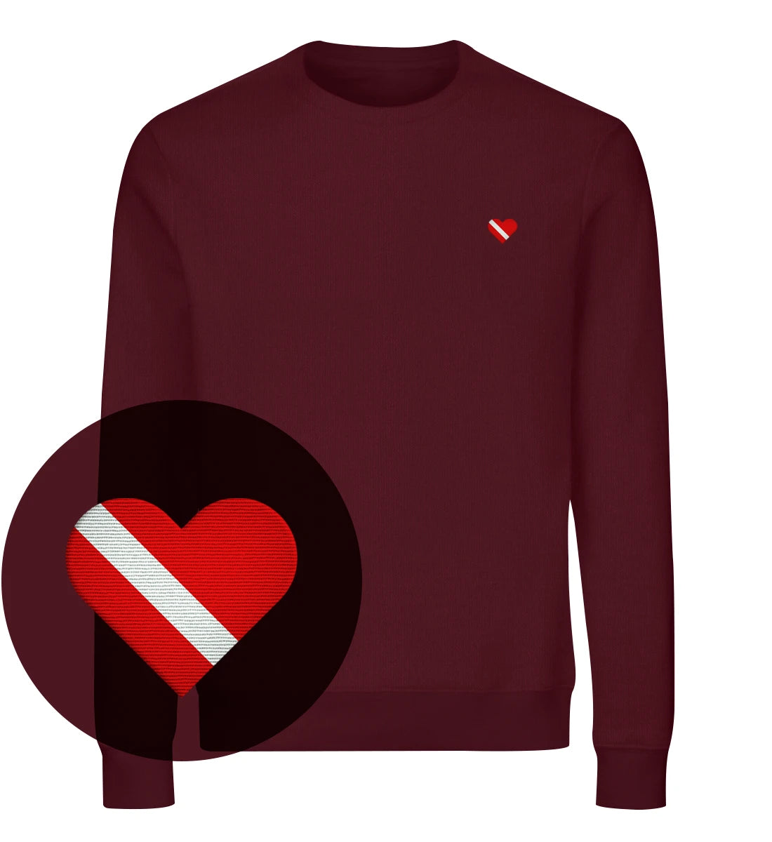 Taucherherz gestickt - Bio Sweater mit Stick