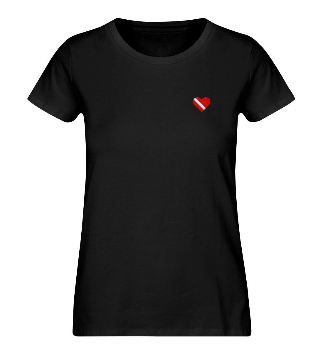 Taucherherz gestickt - 100 % Bio Frauen Shirt mit Stick