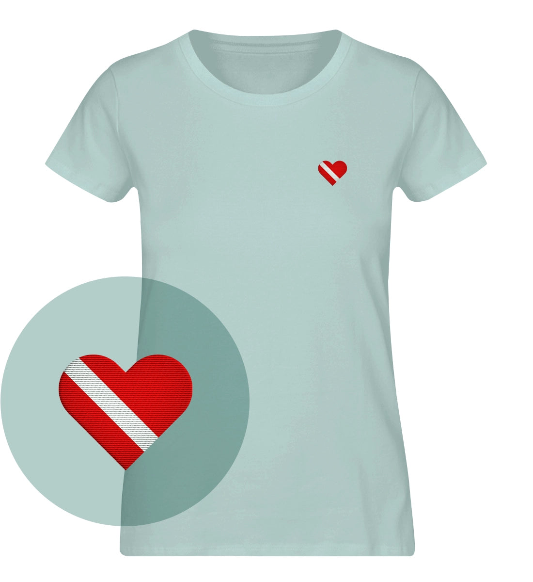 Taucherherz gestickt - 100 % Bio Frauen Shirt mit Stick