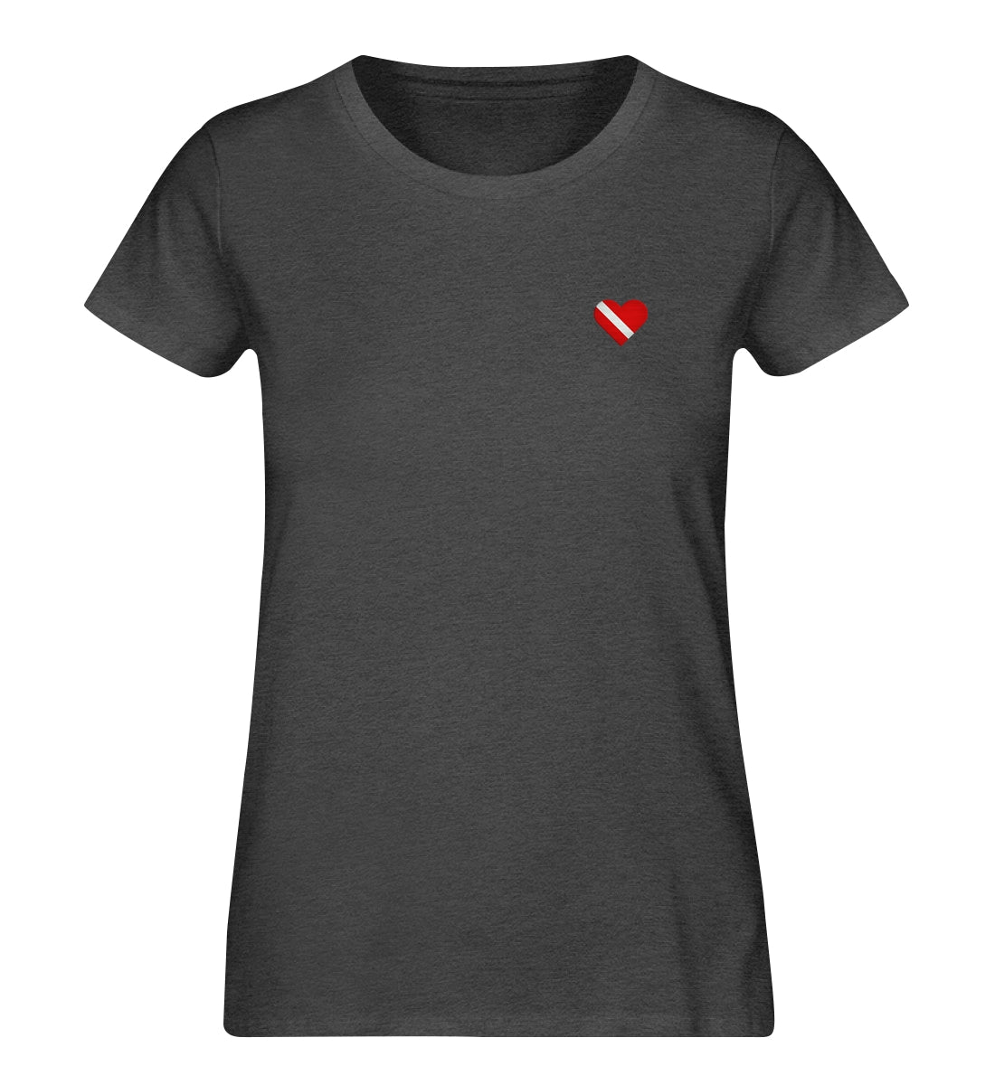 Taucherherz gestickt - 100 % Bio Frauen Shirt mit Stick