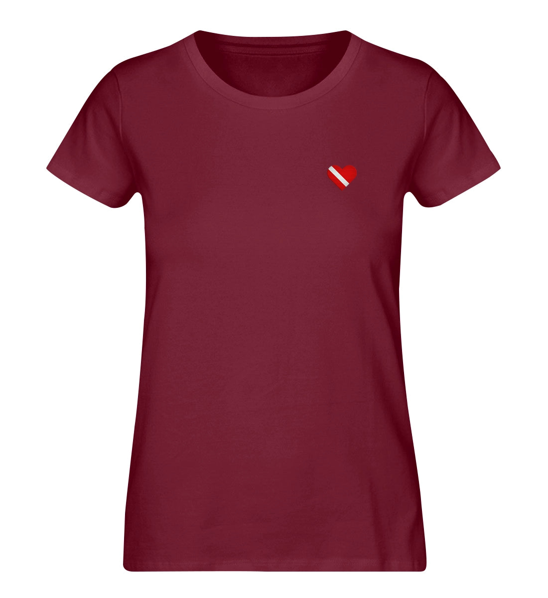 Taucherherz gestickt - 100 % Bio Frauen Shirt mit Stick