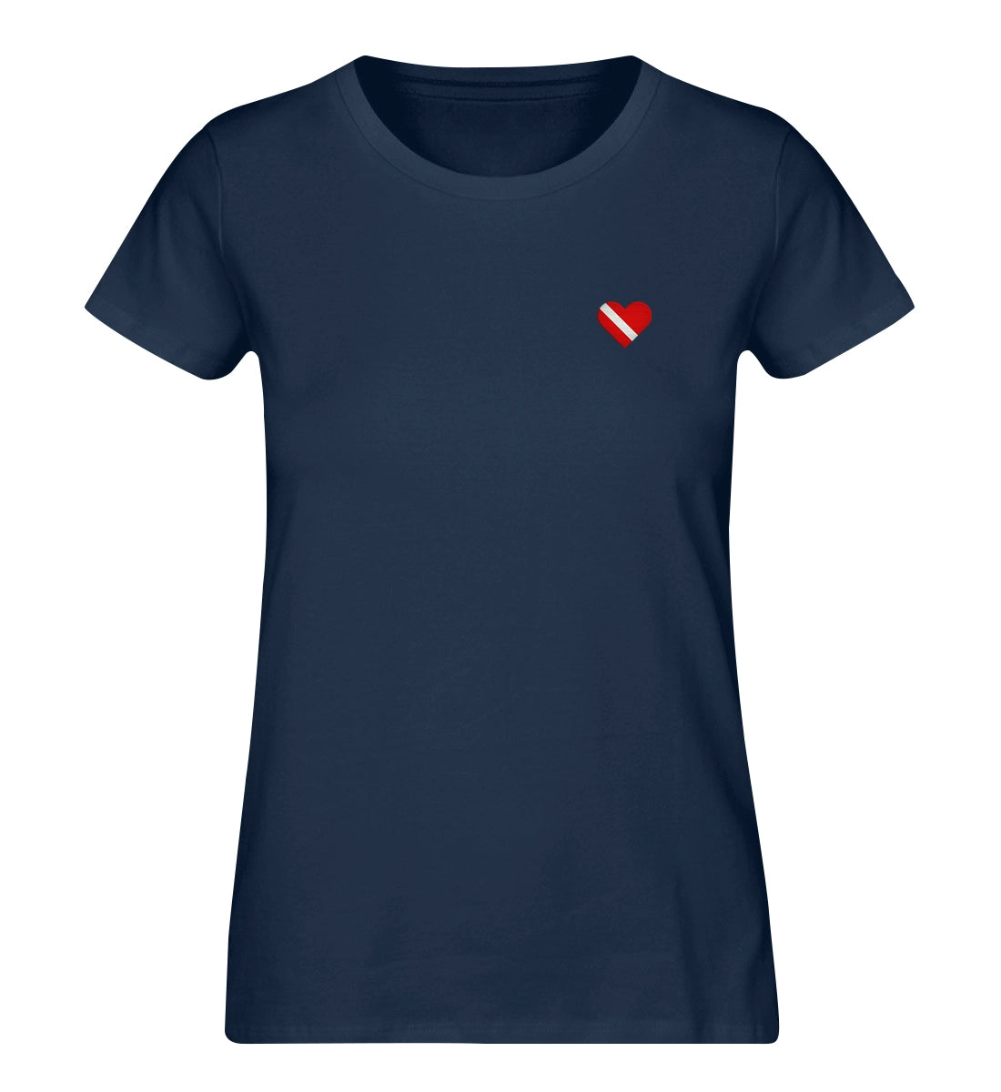 Taucherherz gestickt - 100 % Bio Frauen Shirt mit Stick