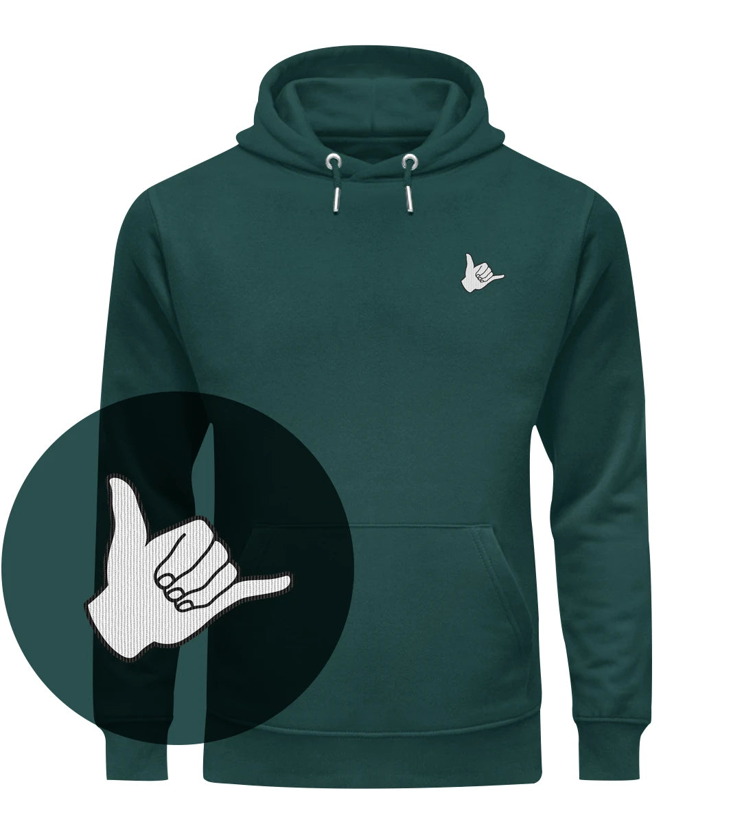 Shaka gestickt - Bio Hoodie mit Stick