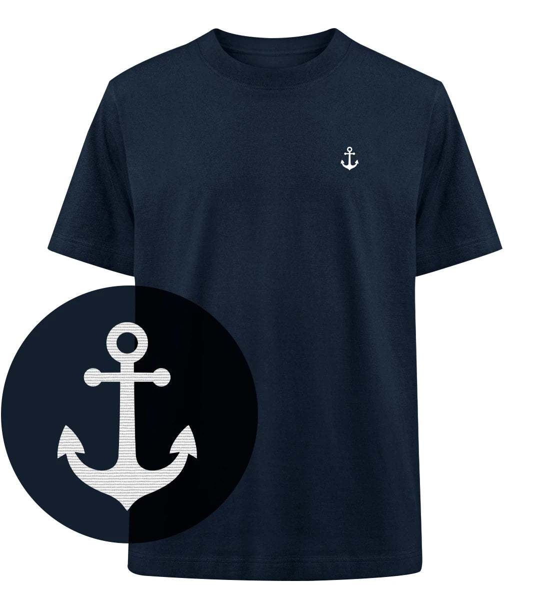 Anker gestickt - 100 % Bio Oversized T-Shirt mit Stick