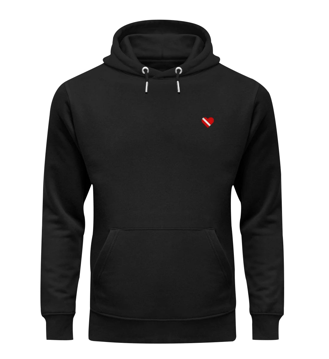 Taucherherz gestickt - Bio Hoodie mit Stick