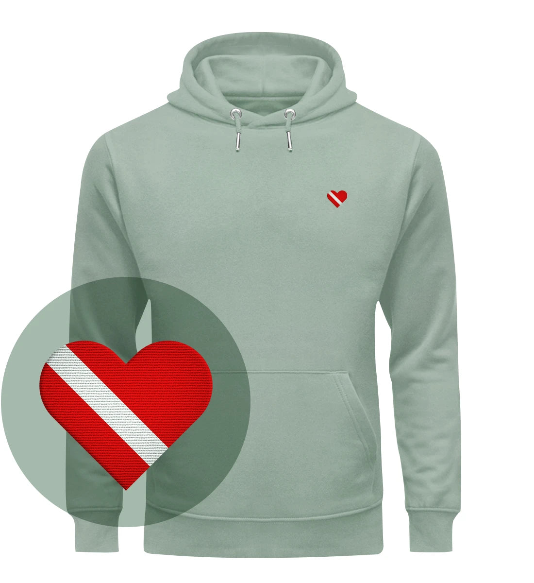 Taucherherz gestickt - Bio Hoodie mit Stick