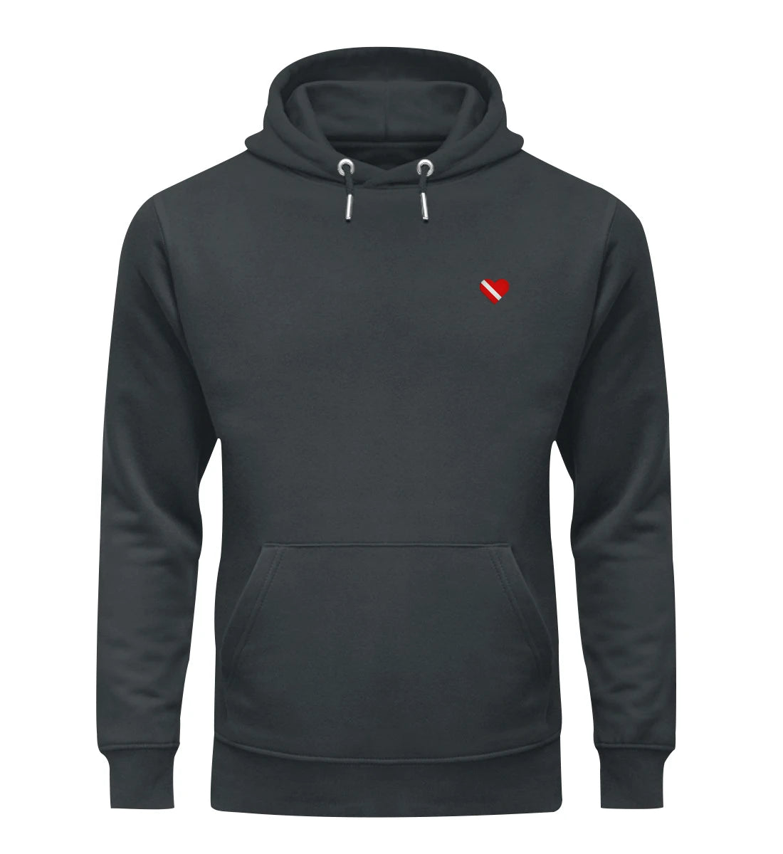 Taucherherz gestickt - Bio Hoodie mit Stick