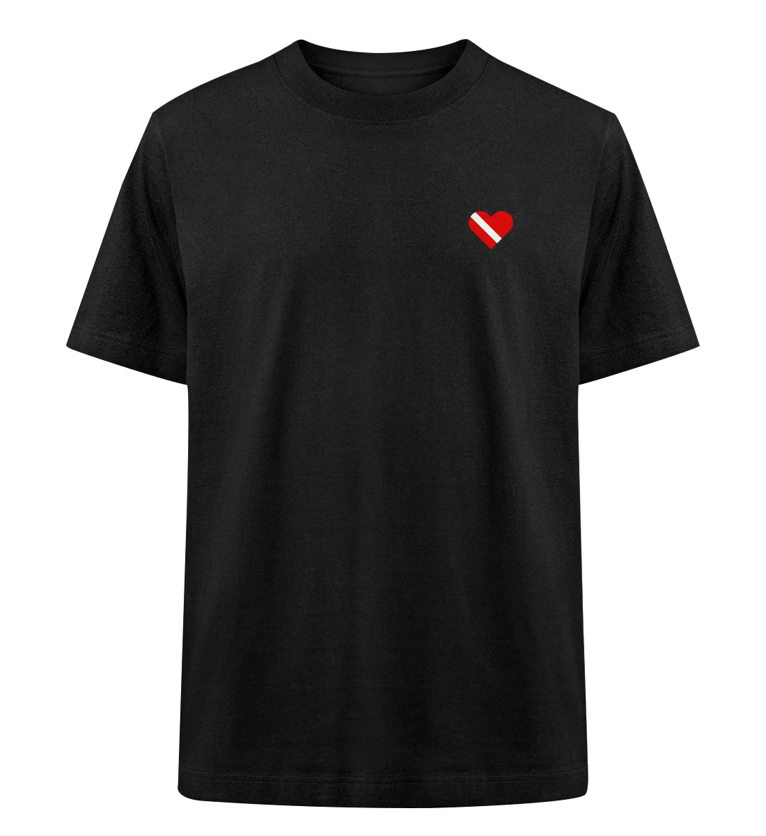 Taucherherz gestickt - 100 % Bio Oversized T-Shirt mit Stick