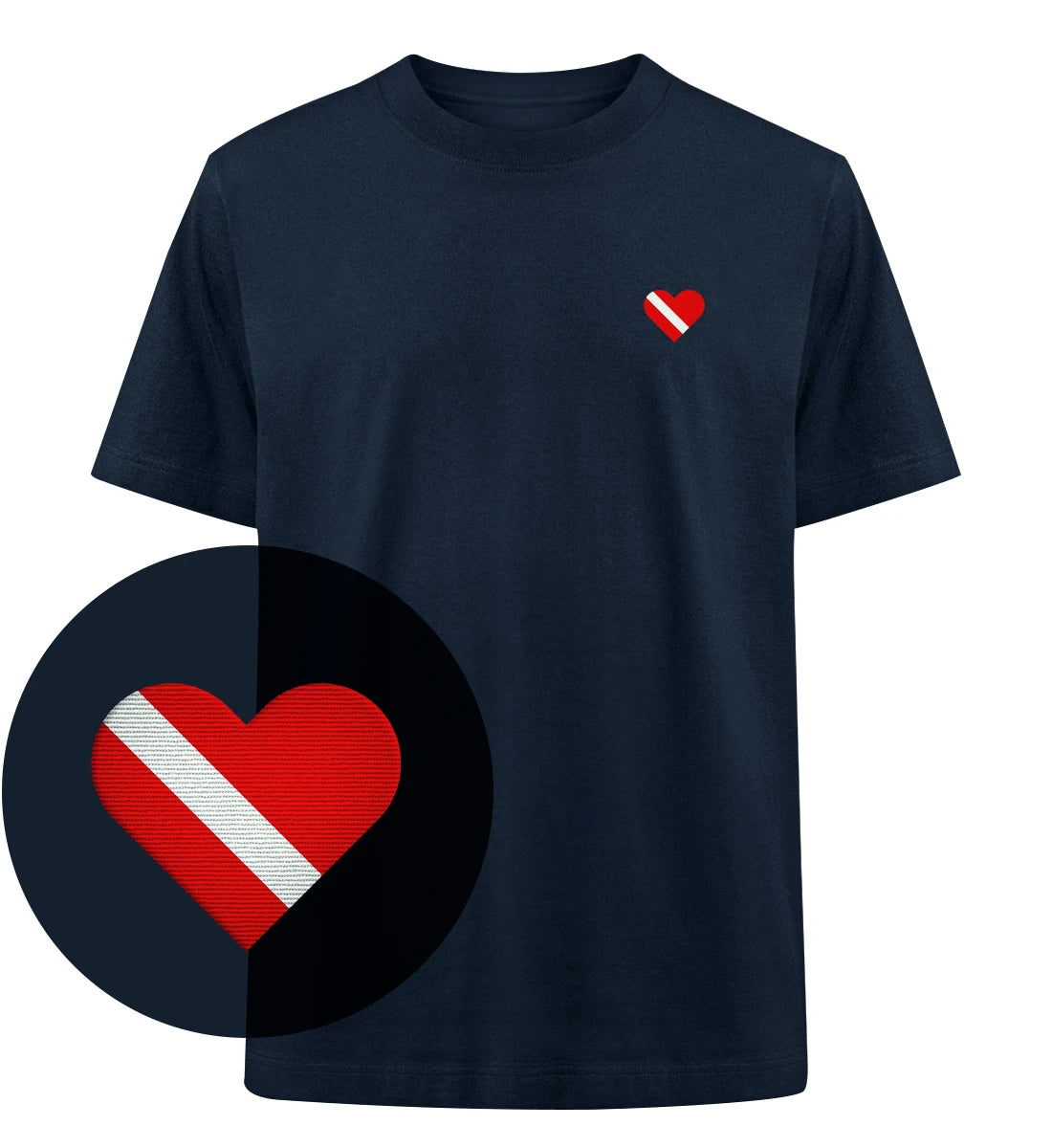 Taucherherz gestickt - 100 % Bio Oversized T-Shirt mit Stick