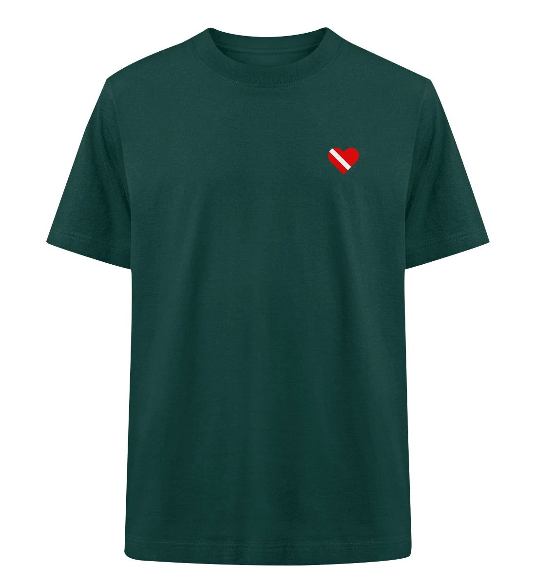Taucherherz gestickt - 100 % Bio Oversized T-Shirt mit Stick