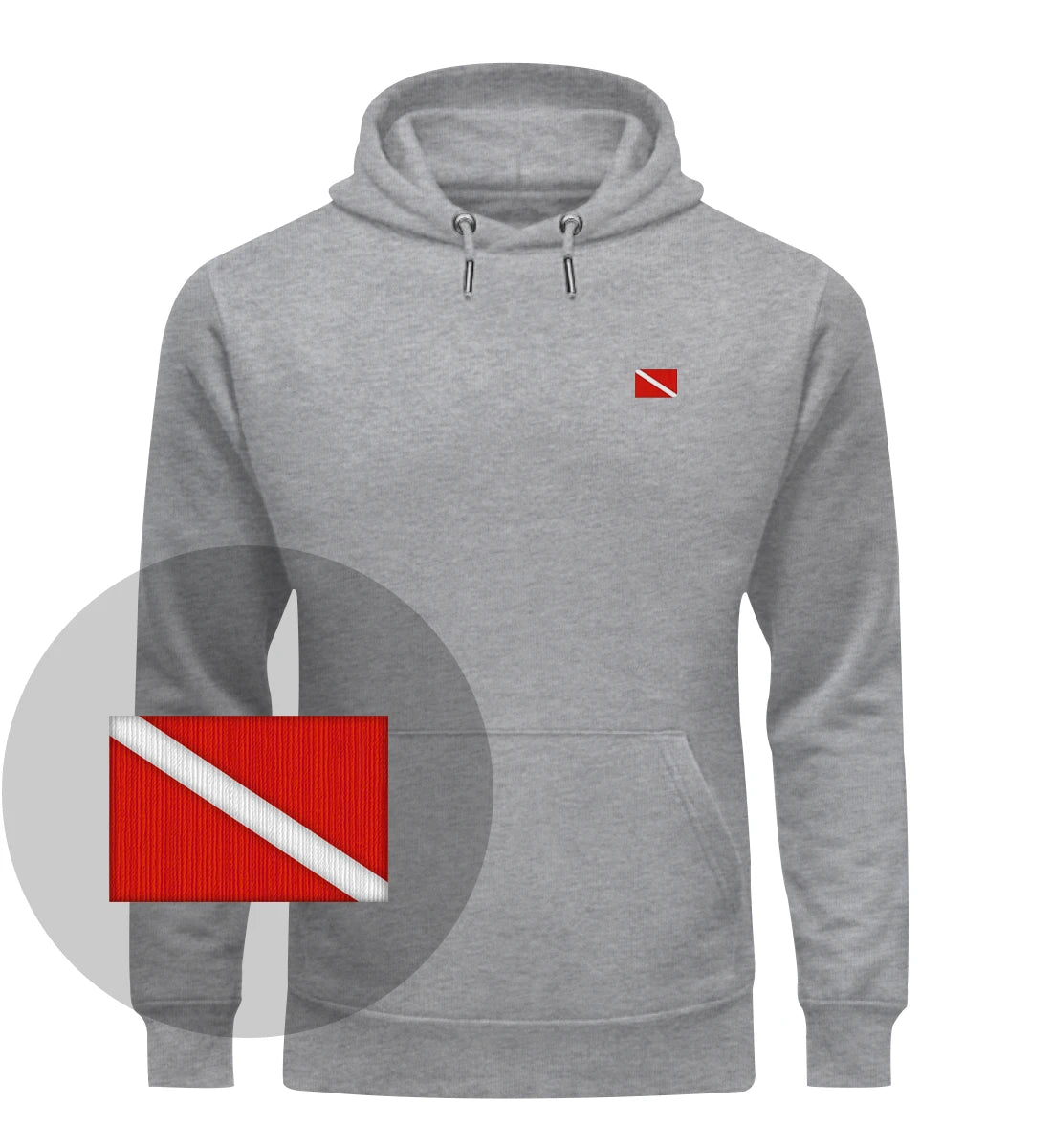 Taucherflagge gestickt - Bio Hoodie mit Stick