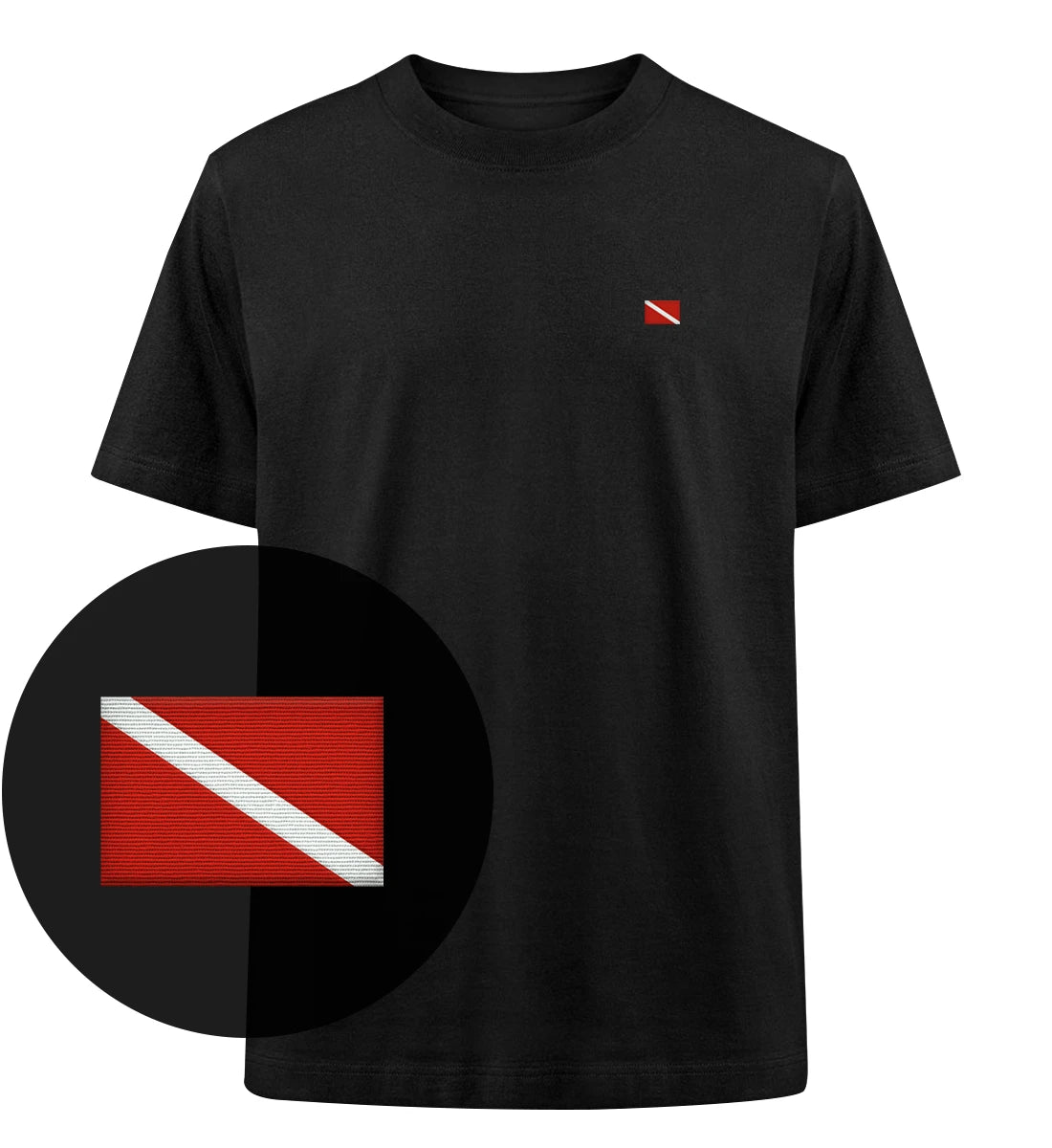 Taucherflagge gestickt - 100 % Bio Oversized T-Shirt mit Stick
