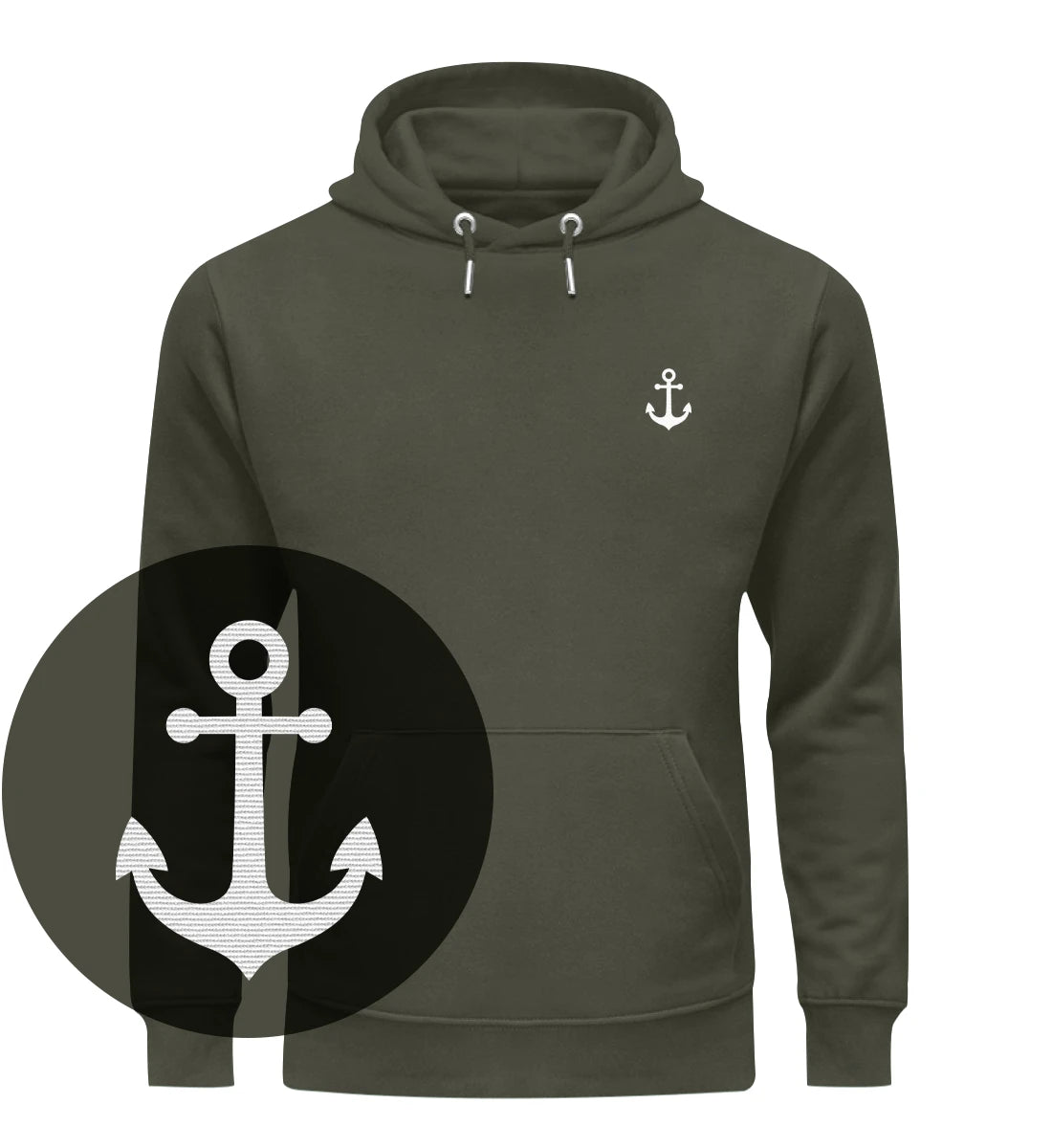 Anker gestickt - Bio Hoodie mit Stick