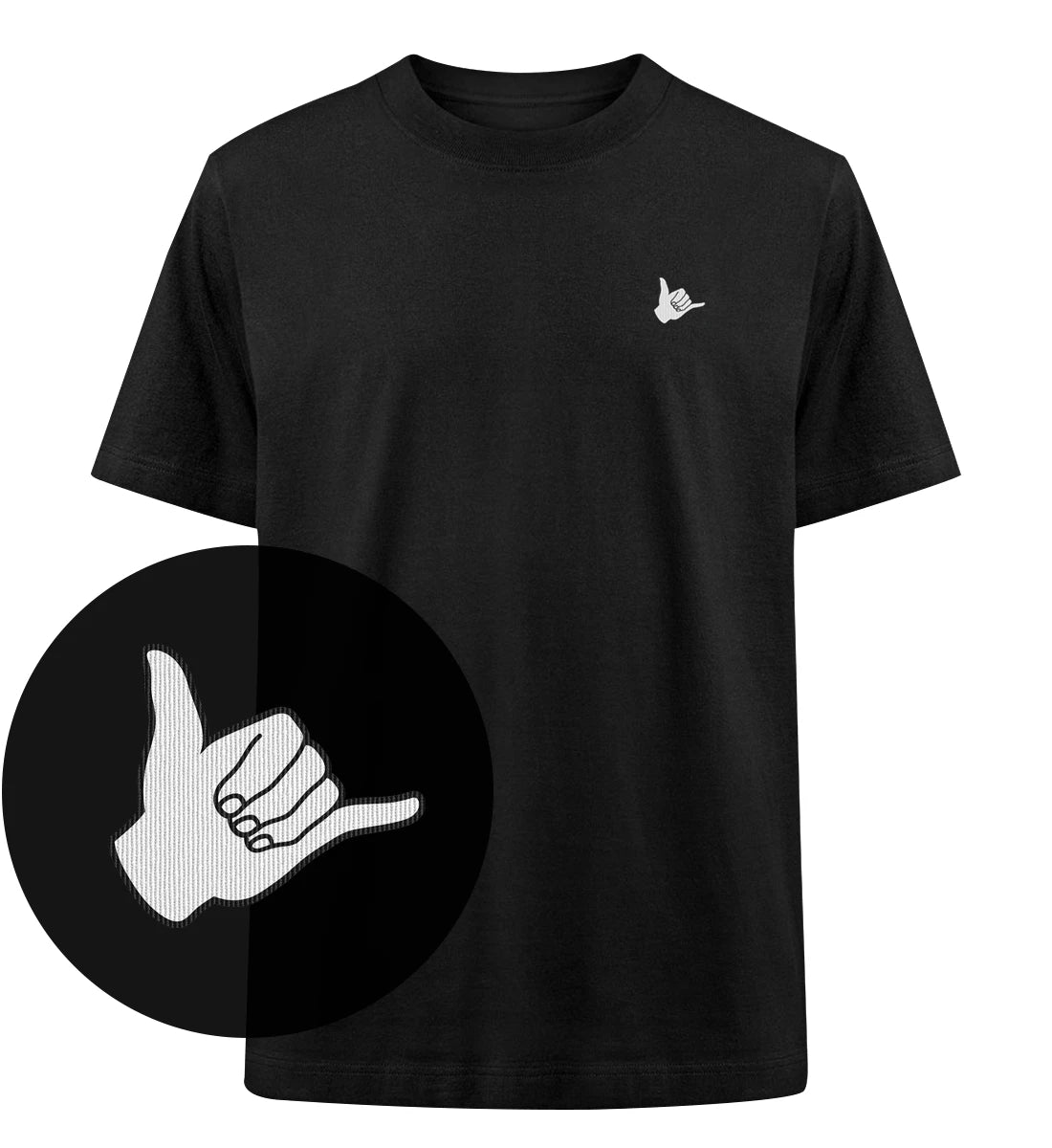 Shaka gestickt - 100 % Bio Oversized T-Shirt mit Stick