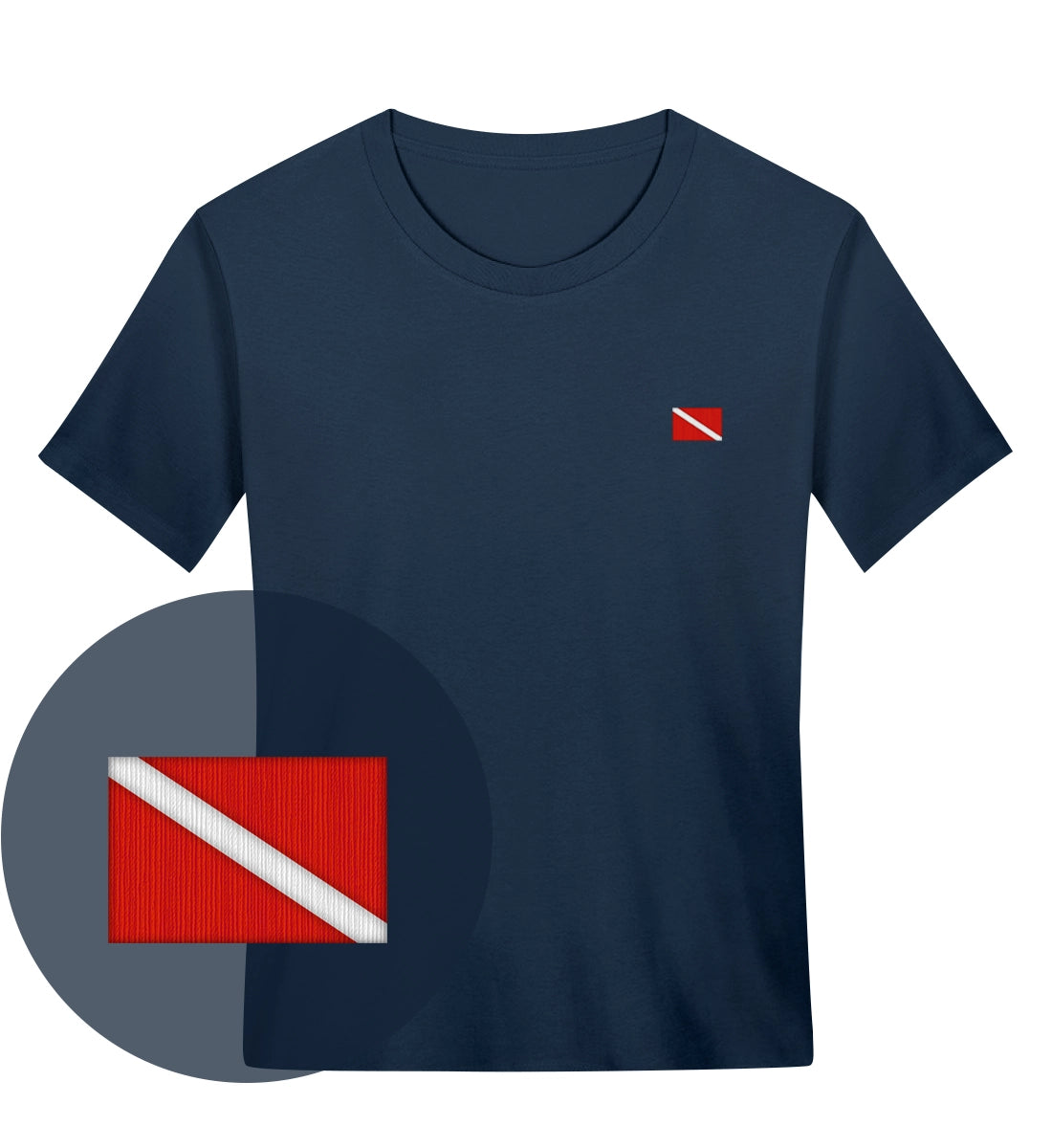 Taucherflagge gestickt - Bio Frauen T-Shirt mit Stick