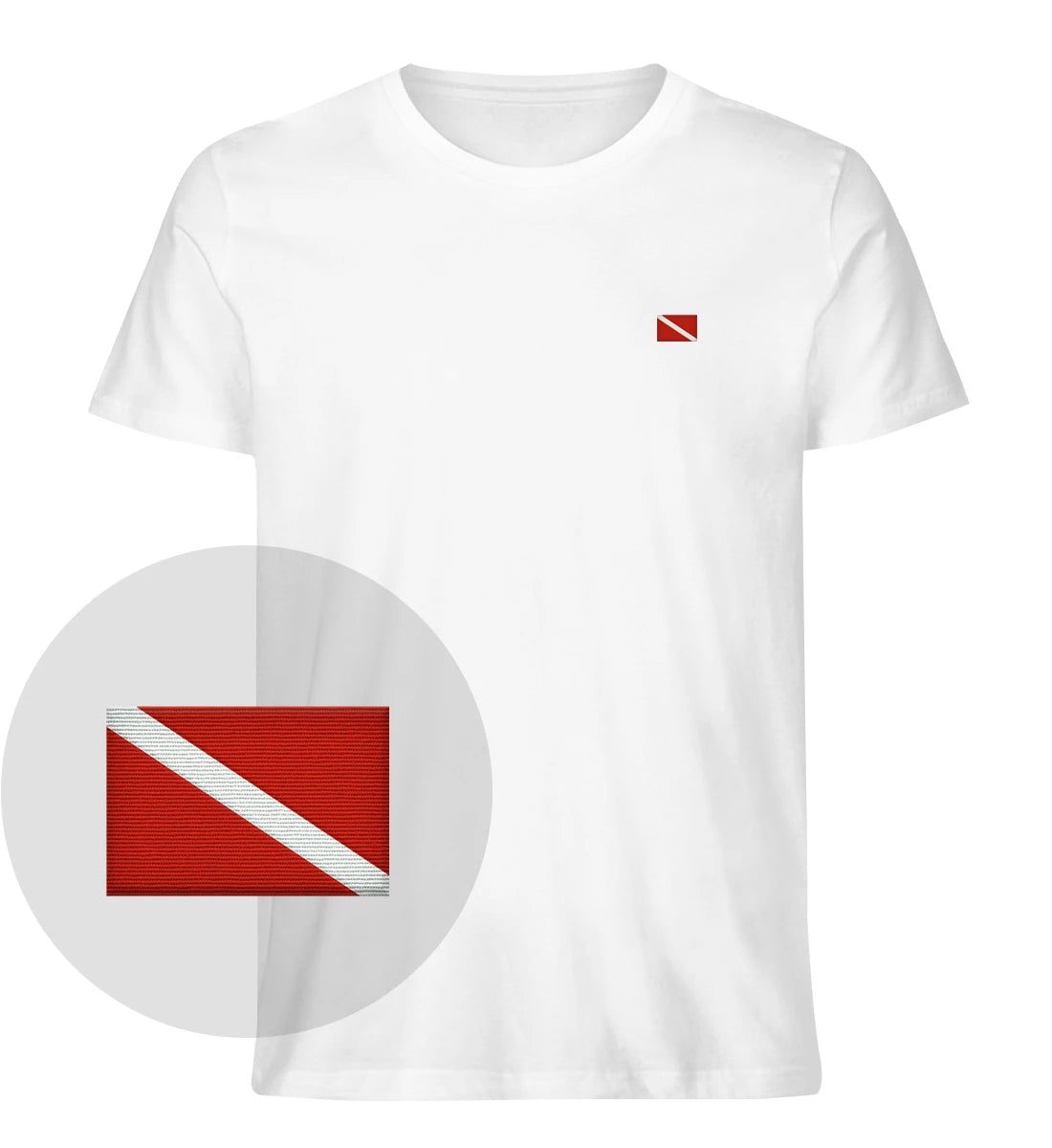 Taucherflagge gestickt - 100 % Bio Shirt mit Stick