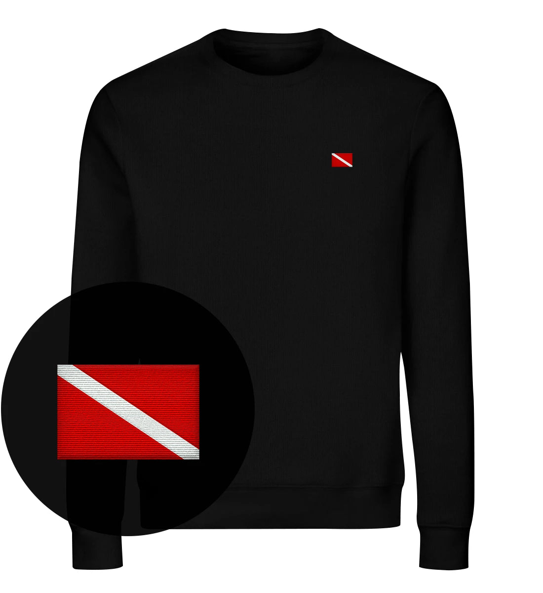 Taucherflagge gestickt - Bio Sweater mit Stick